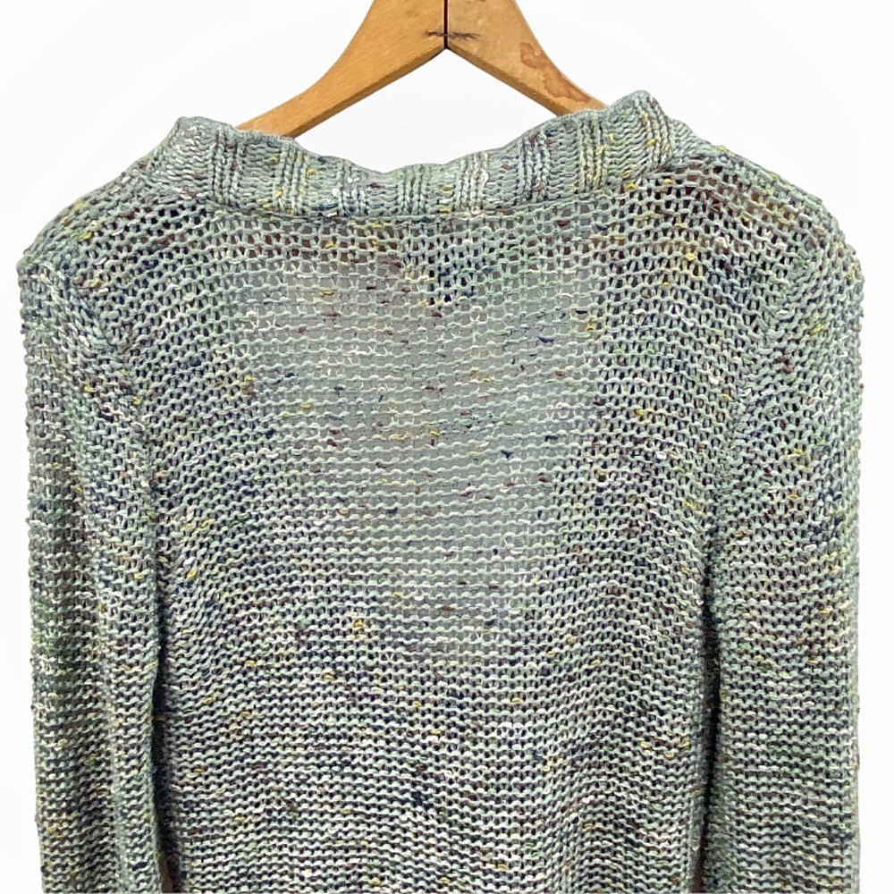 BCBGMaxAzria Boho Scalloped Edge Button Front Knit Cardigan Wood FlowerButton S - Picture 15 of 16